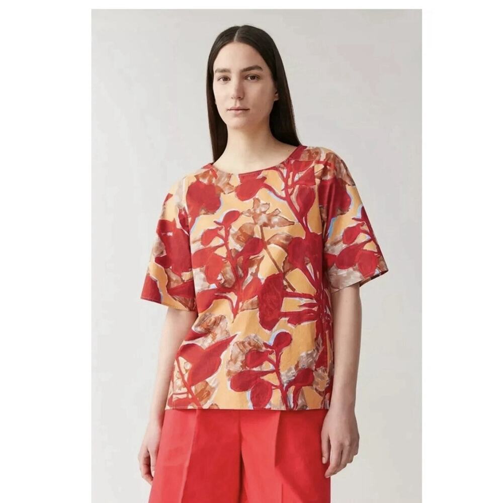 COS‎ Floral Blouse Boxy Fit Career Office Preppy Tropical Hawaiian Womens 4